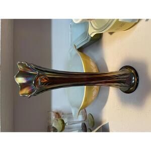 Fenton Amethyst Carnival Glass Plume Panels Swung Vase 12.5 inches